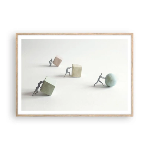 Póster en marco roble claro - El avance de la geometría - 100x70 cm