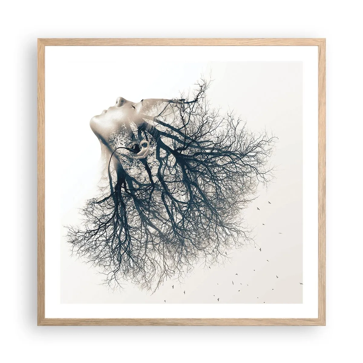 Póster en marco roble claro - Escuchando el susurro de un árbol - 60x60 cm