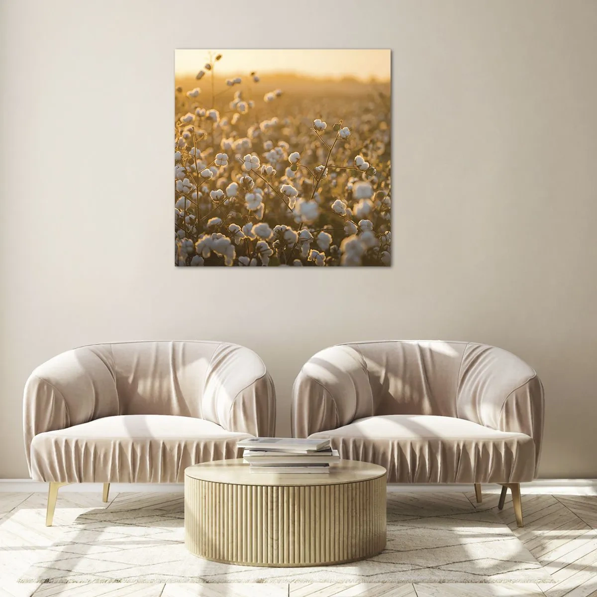 Cuadro sobre vidrio - Impresiones sobre Vidrio - Un campo esponjoso - 60x60 cm