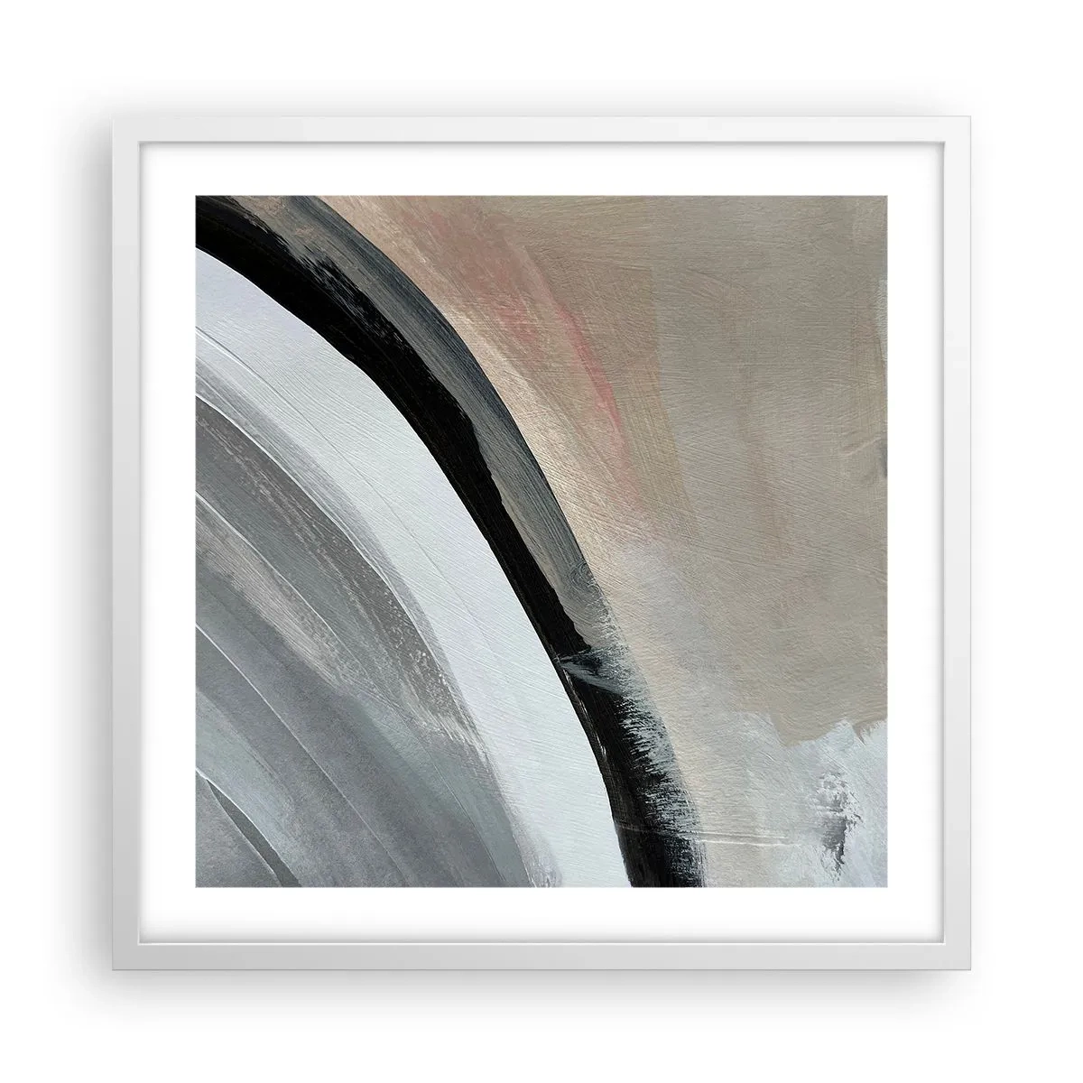 Póster en marco blanco - Composición: un arco negro y gris - 50x50 cm