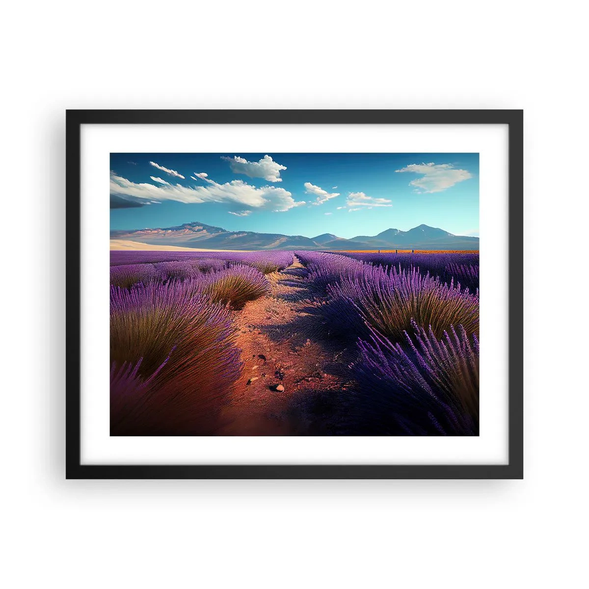 Póster en marco negro - Campos fragantes - 50x40 cm