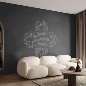 Fotomural Premium Canvas - Patrón celta en estilo minimalista sobre fondo negro. - 100x70cm - El espíritu celta - Decoración de pared moderna para salón y dormitorio ARTTOR