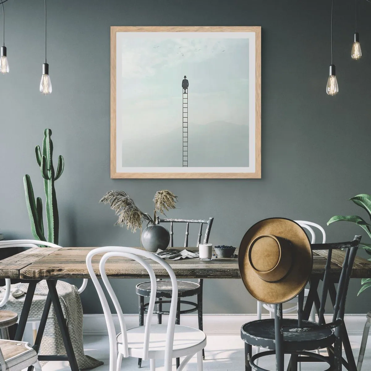 Póster en marco roble claro - Hacia lo más alto - 30x30 cm