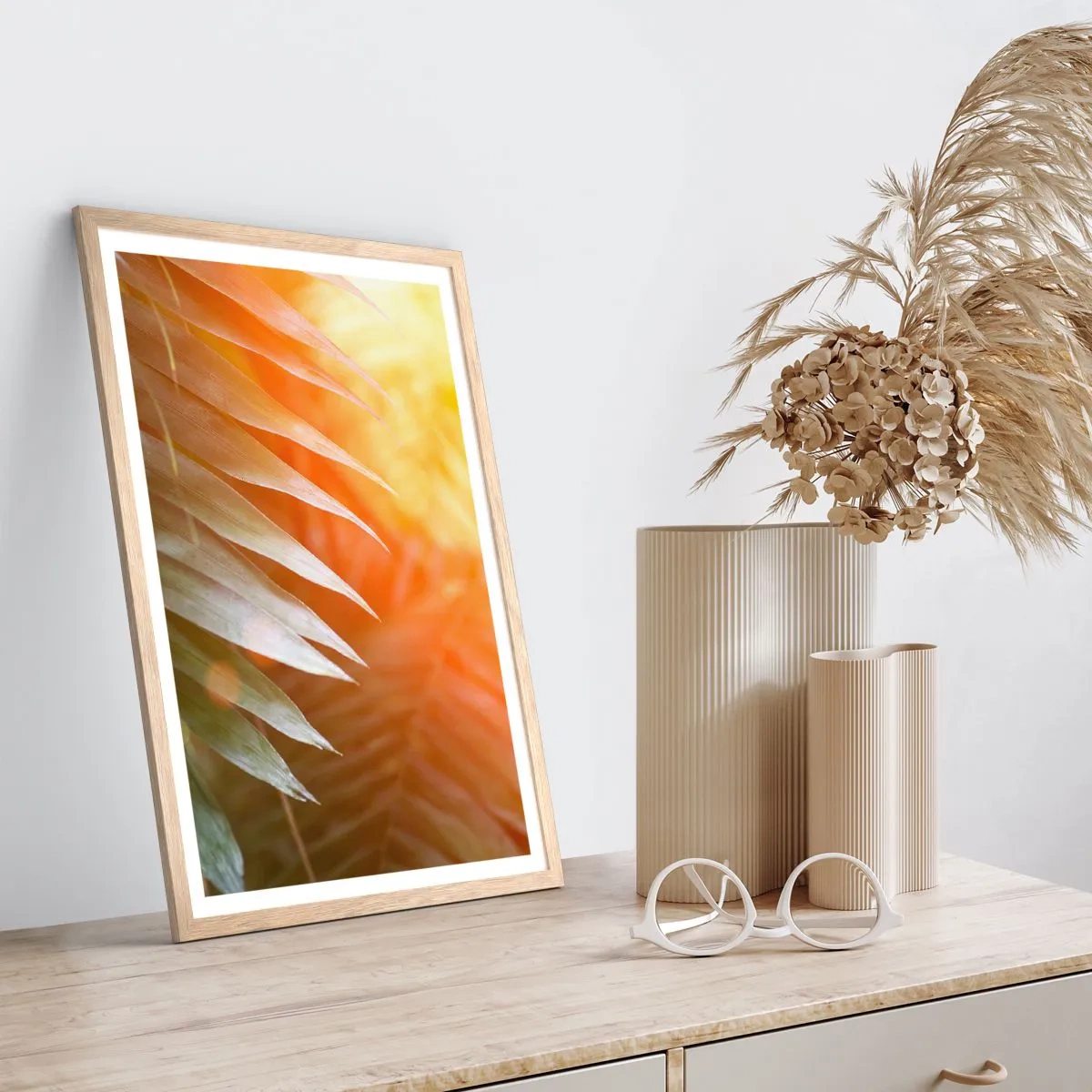 Póster en marco roble claro - Mañana en la selva - 50x70 cm