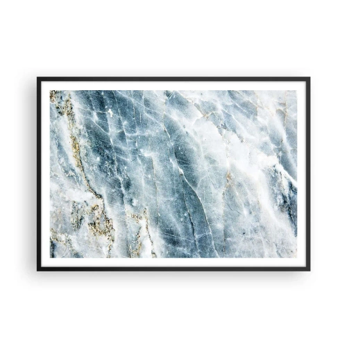 Póster en marco negro - Textura de mármol en tonos azules y blancos. - 100x70cm - El mundo de hielo - Decoración de pared moderna para salón y dormitorio ARTTOR