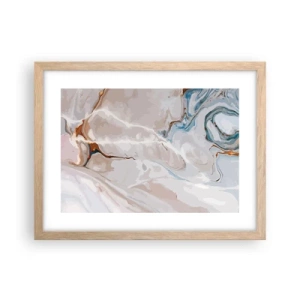 Póster en marco roble claro - El azul serpentea por el blanco - 40x30 cm