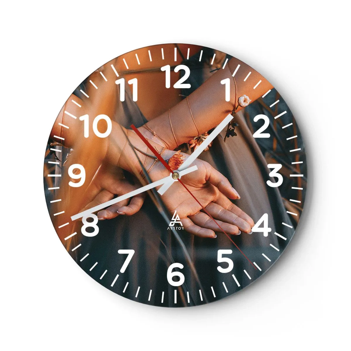 Reloj de pared - Reloj de vidrio - Conectada con la naturaleza - 30x30 cm