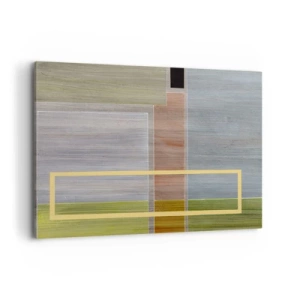 Cuadro sobre lienzo - Impresión de Imagen - Composición geométrica en colores pastel con rectángulos. - 100x70cm - Recto y tranquilo - Decoración de pared moderna para salón y dormitorio ARTTOR