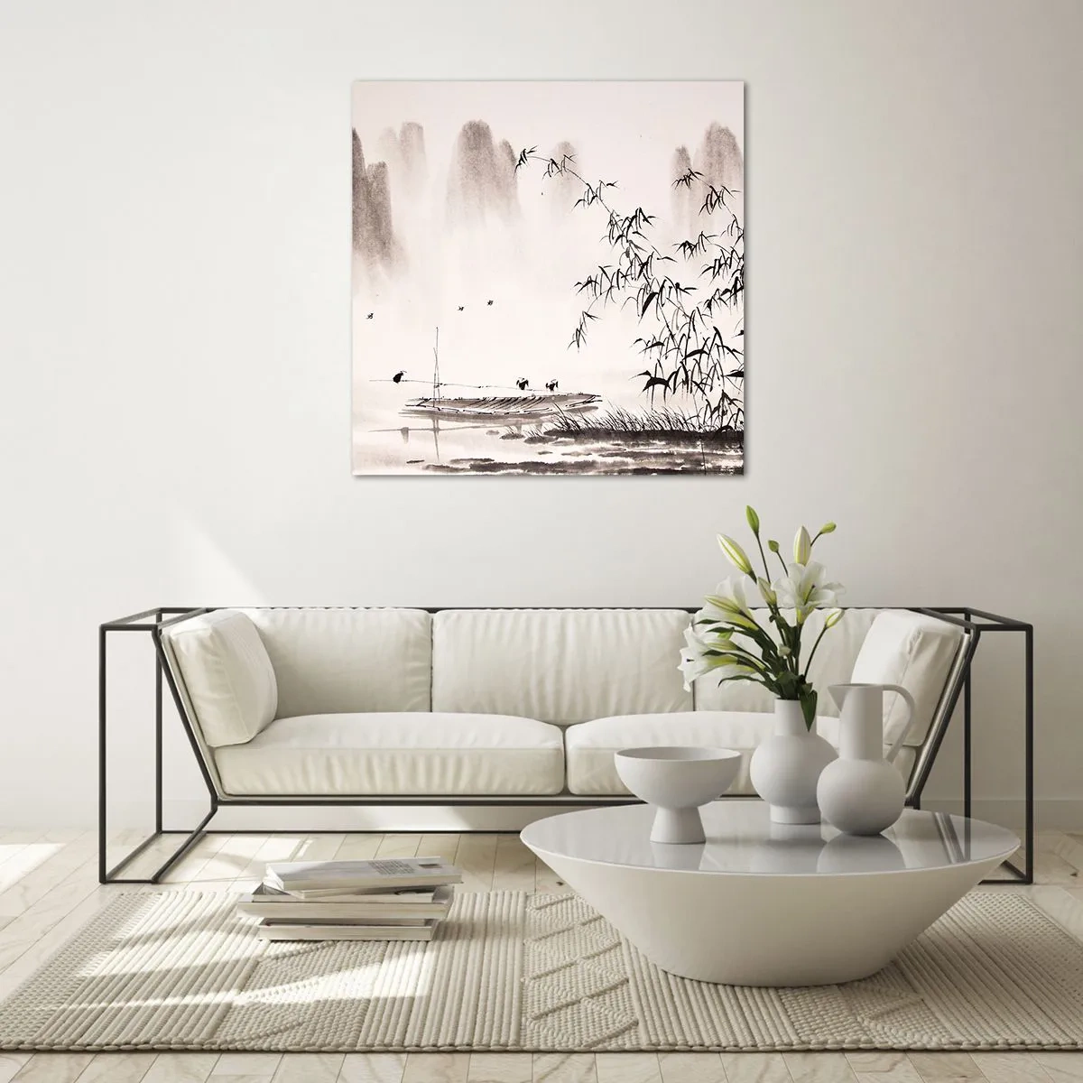 Cuadro sobre vidrio - Impresiones sobre Vidrio - El silencio de los arrozales - 40x40 cm