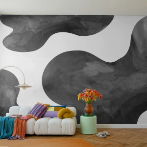 Fotomural Premium Canvas - El blanco fluye sobre el negro - Abstracción, Pedazo, En blanco y negro - 200x140 cm