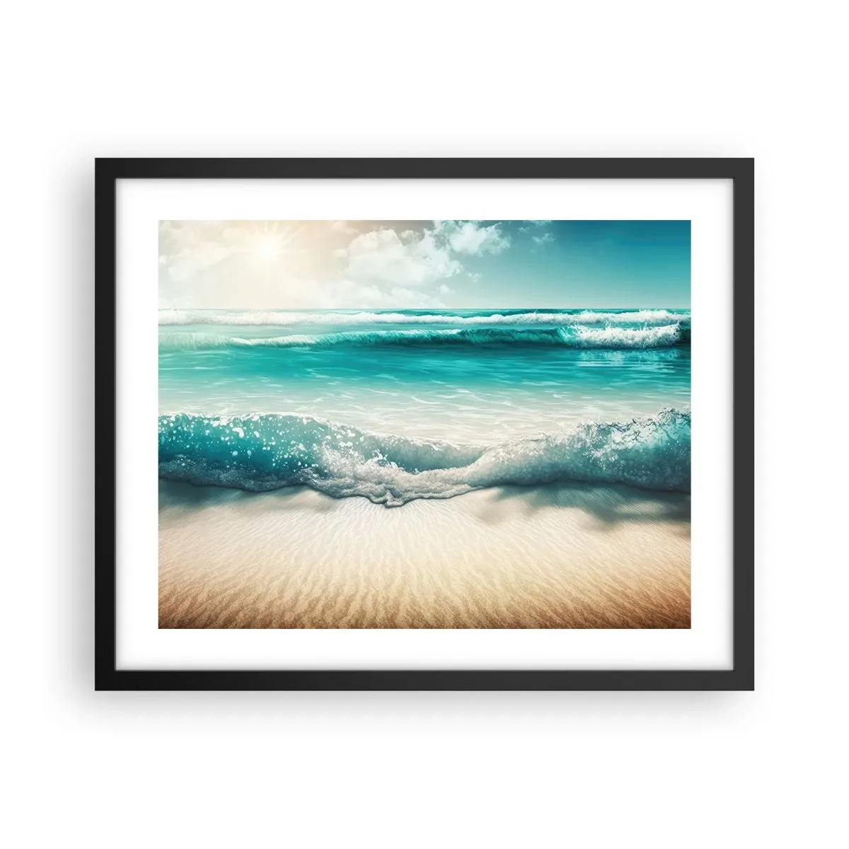 Póster en marco negro - Calma oceánica - 50x40 cm