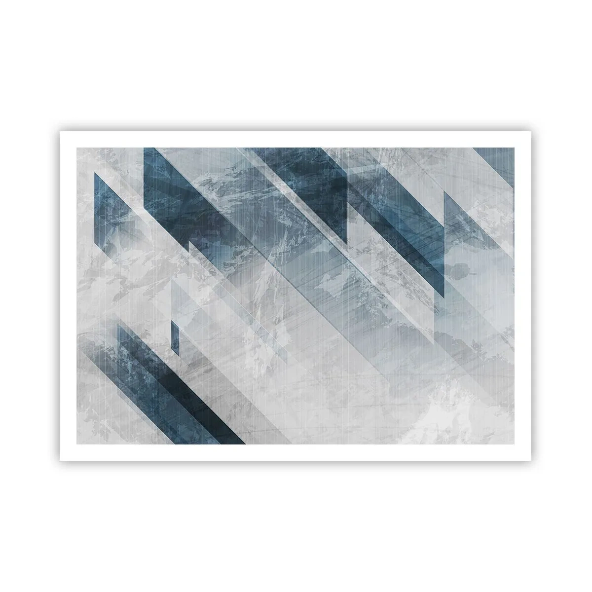 Póster - Líneas abstractas en tonos grises y azules. - 100x70cm - Composición espacial - movimiento de grises - Decoración de pared moderna para salón y dormitorio ARTTOR