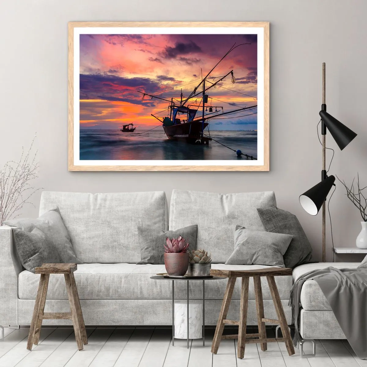 Póster en marco roble claro - Una noche exótica - 100x70 cm