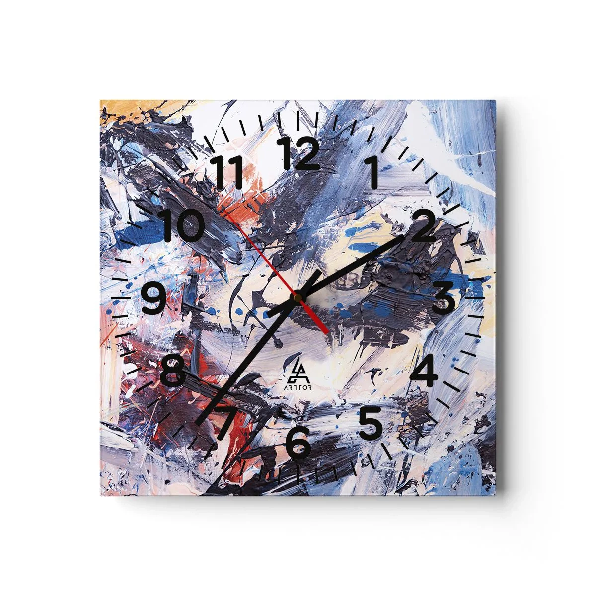 Reloj de pared - Reloj de vidrio - Danza loca de la abstracción - 30x30 cm