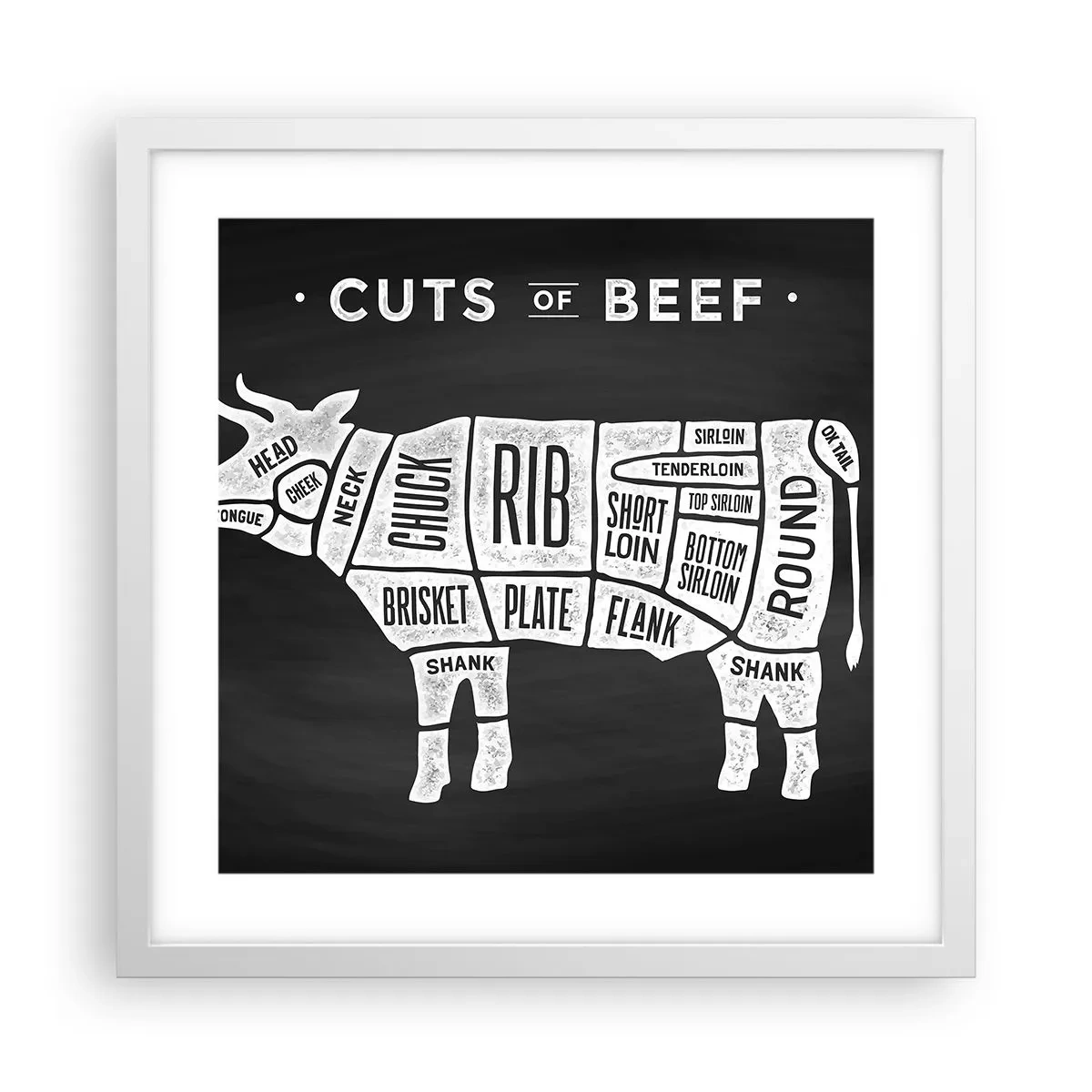 Póster en marco blanco - Manual del carnicero - 40x40 cm