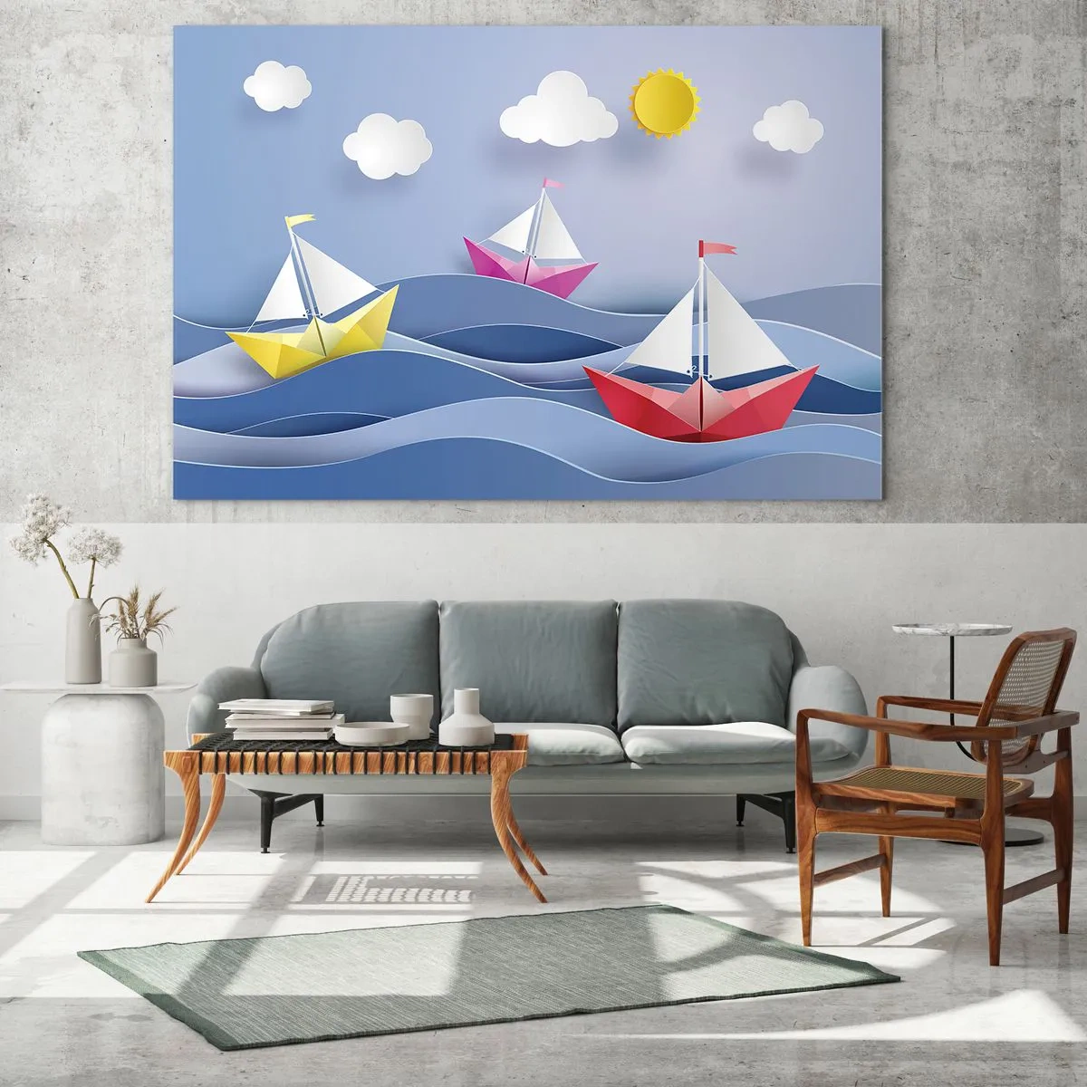 Cuadro sobre vidrio - Impresiones sobre Vidrio - Oh, qué bonito es mecerse en las olas. - 100x70cm - Oh, qué agradable es balancearse entre las olas - Decoración de pared moderna para salón y dormitorio ARTTOR