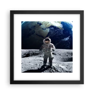 Póster en marco negro - Saludos desde la Luna - 30x30 cm