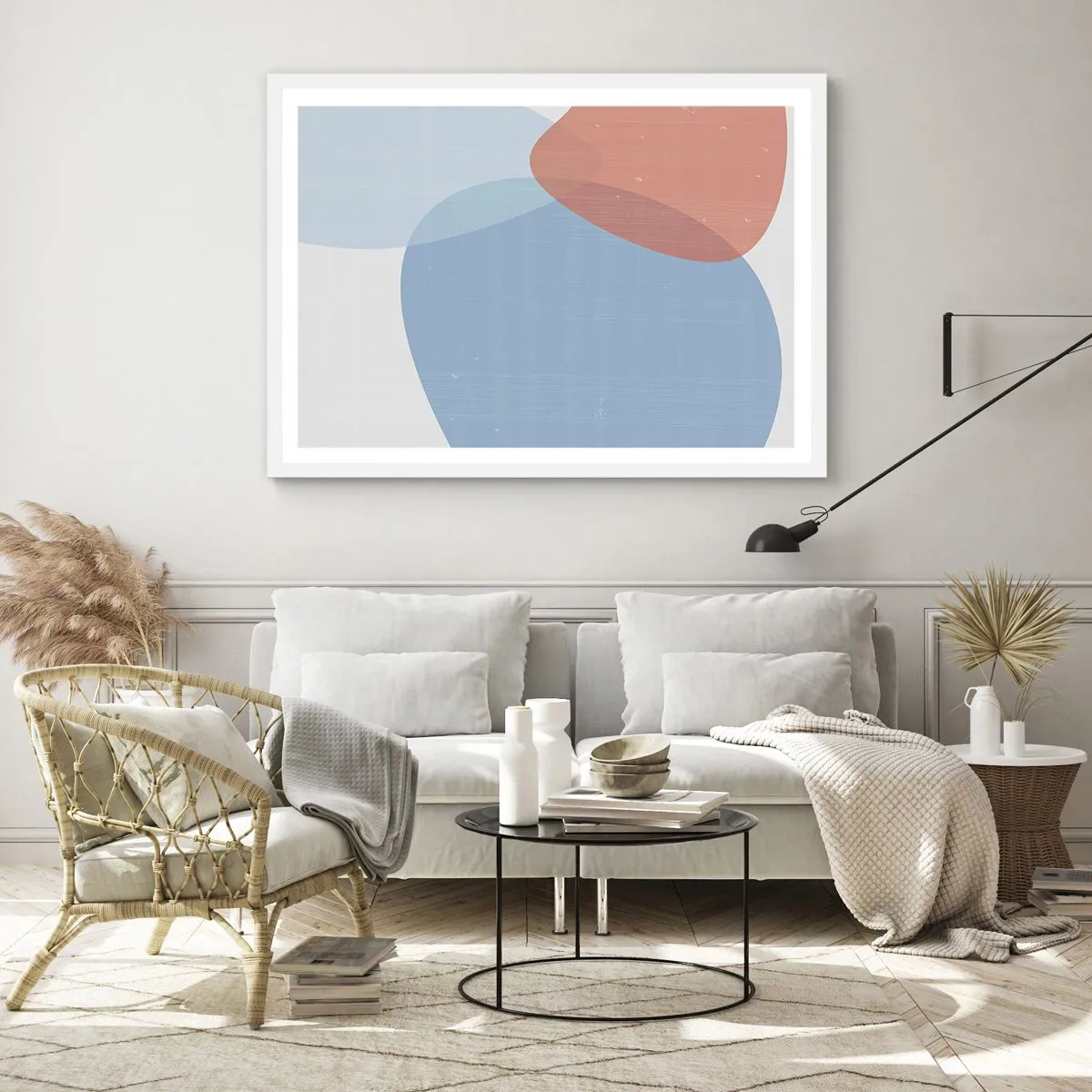 Póster en marco blanco - Relaciones en colores pastel - 100x70 cm