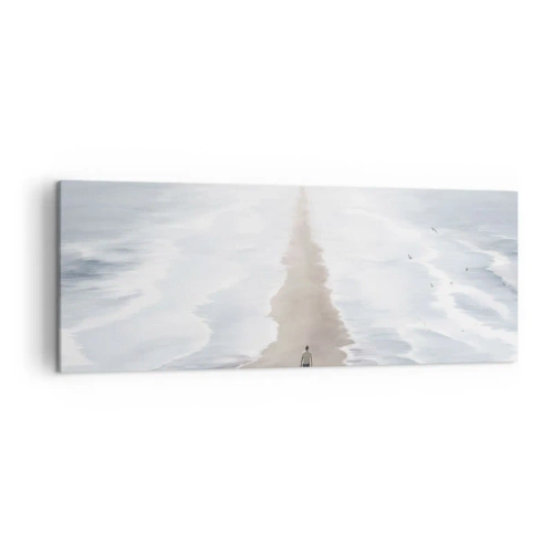 Cuadro sobre lienzo - Impresión de Imagen - Una figura en un camino solitario en medio de un vasto paisaje acuático. - 140x50cm - Un futuro brillante - Decoración de pared moderna para salón y dormitorio ARTTOR