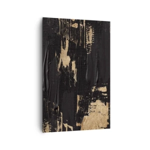 Cuadro sobre lienzo - Impresión de Imagen - Composición abstracta en tonos negros y dorados. - 80x120cm - Un rastro de tacto - Decoración de pared moderna para salón y dormitorio ARTTOR