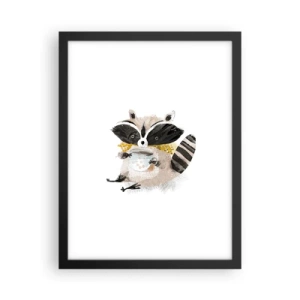 Póster en marco negro - Mi amigo mapache - 30x40 cm