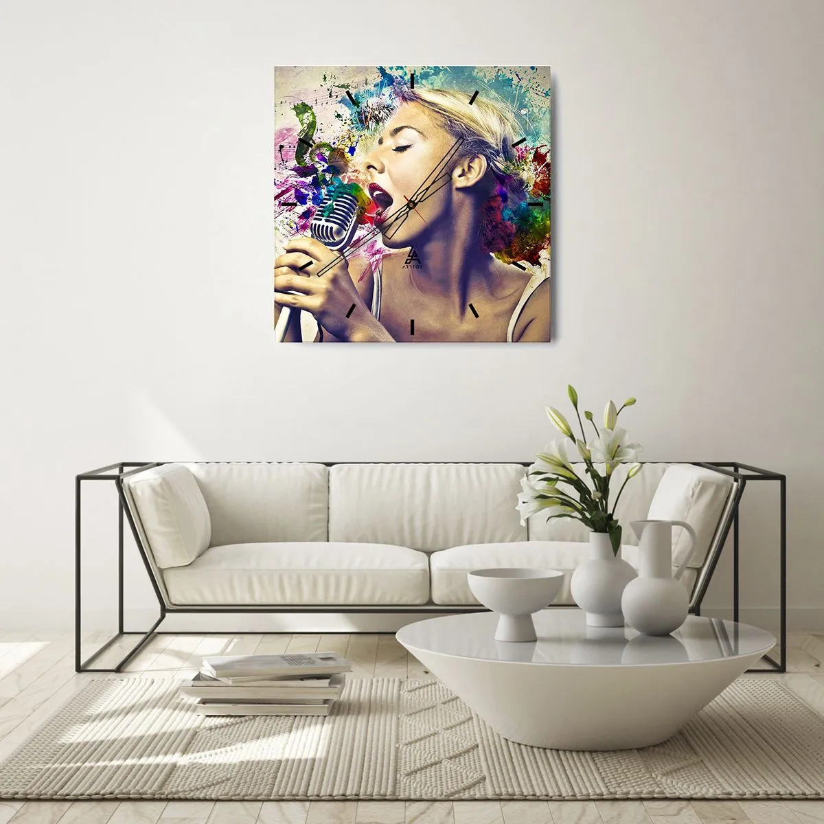 Reloj de pared - Reloj de vidrio - Pinta el mundo con tu voz - 40x40 cm