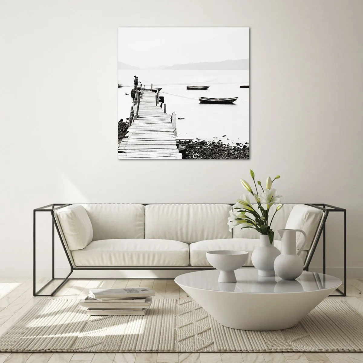 Cuadro sobre vidrio - Impresiones sobre Vidrio - Junto al agua tranquila y clara - 60x60 cm