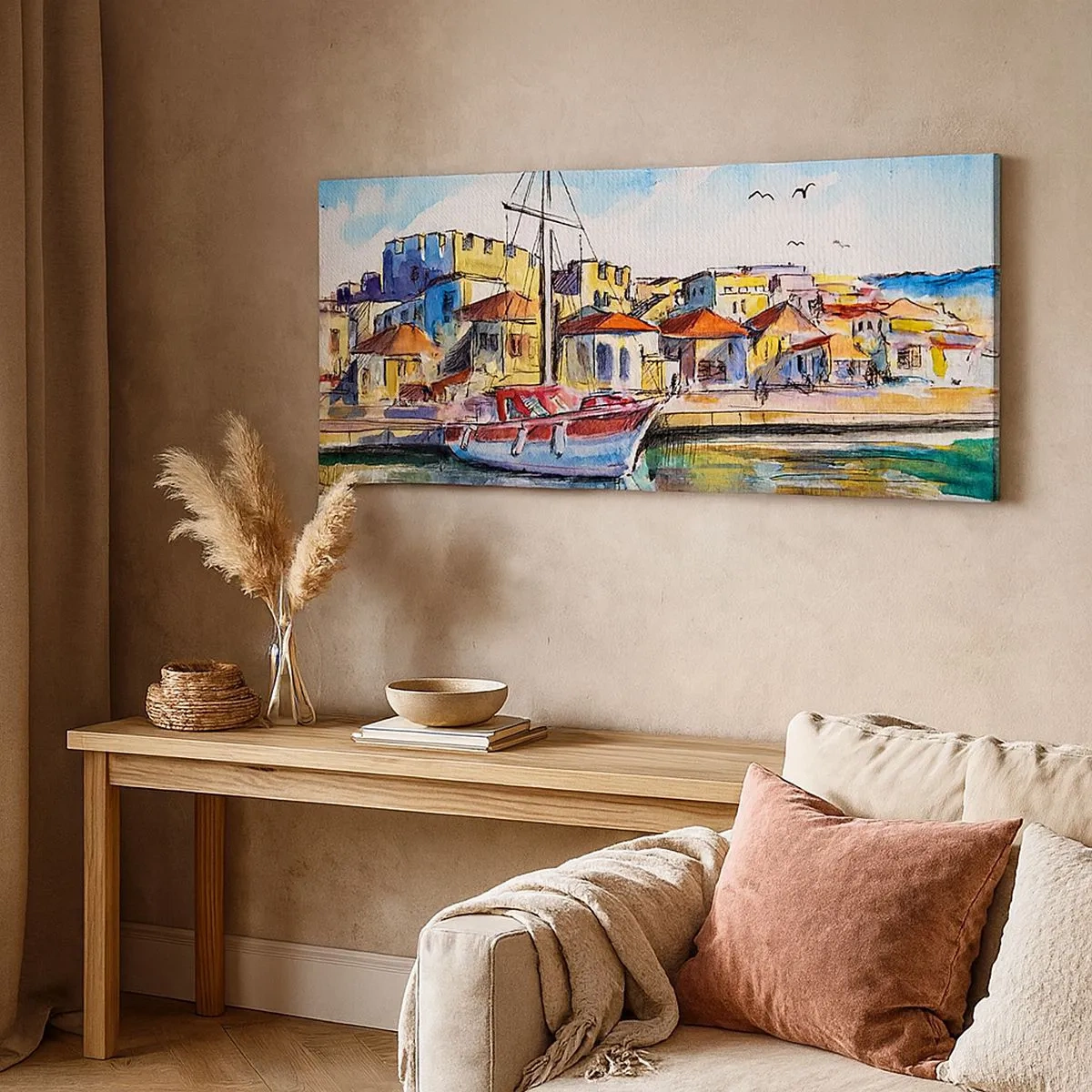 Cuadro sobre lienzo - Impresión de Imagen - Tarde de arco iris - 100x40 cm