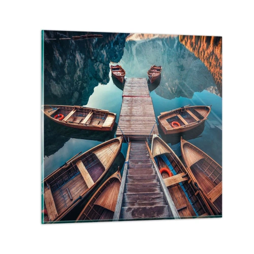 Cuadro sobre vidrio - Impresiones sobre Vidrio - Esperando en el muelle - 70x70 cm