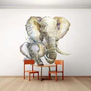 Fotomural personalizado Premium Canvas - Con nadie como con la madre - animales, Elefante, Gráficos