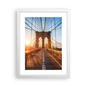 Póster en marco blanco - En el puente dorado - 30x40 cm