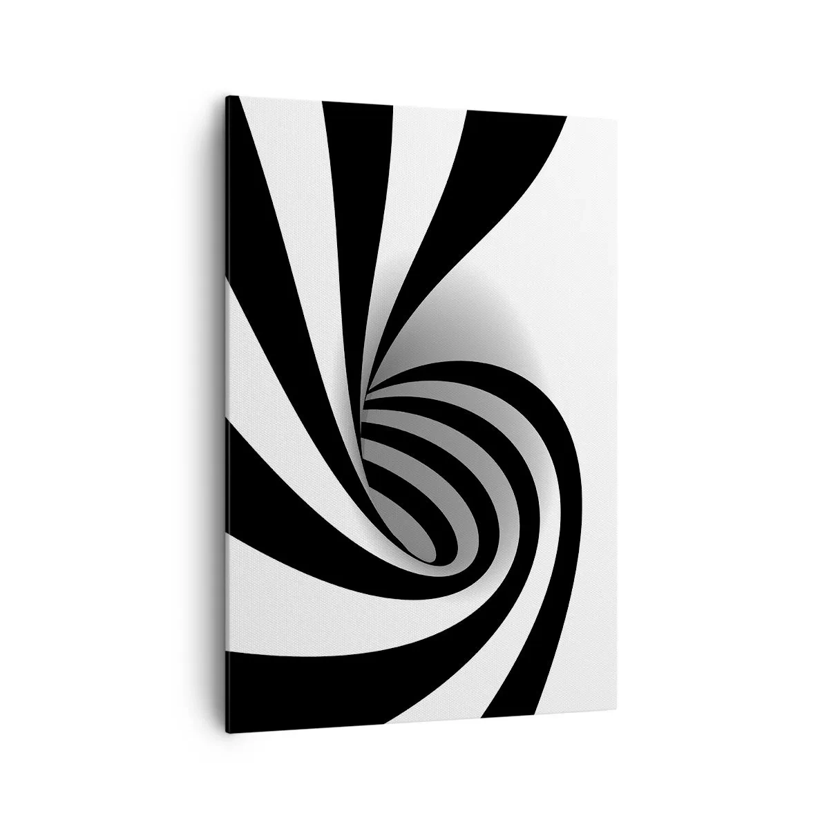 Cuadro sobre lienzo - Impresión de Imagen - Vórtice óptico abstracto en blanco y negro - 70x100cm - Y sin embargo, gira - Decoración de pared moderna para salón y dormitorio ARTTOR