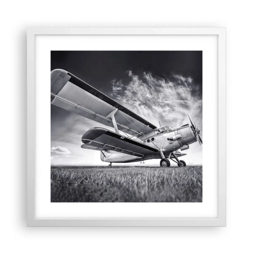 Póster en marco blanco - El vagamundo alado - 40x40 cm