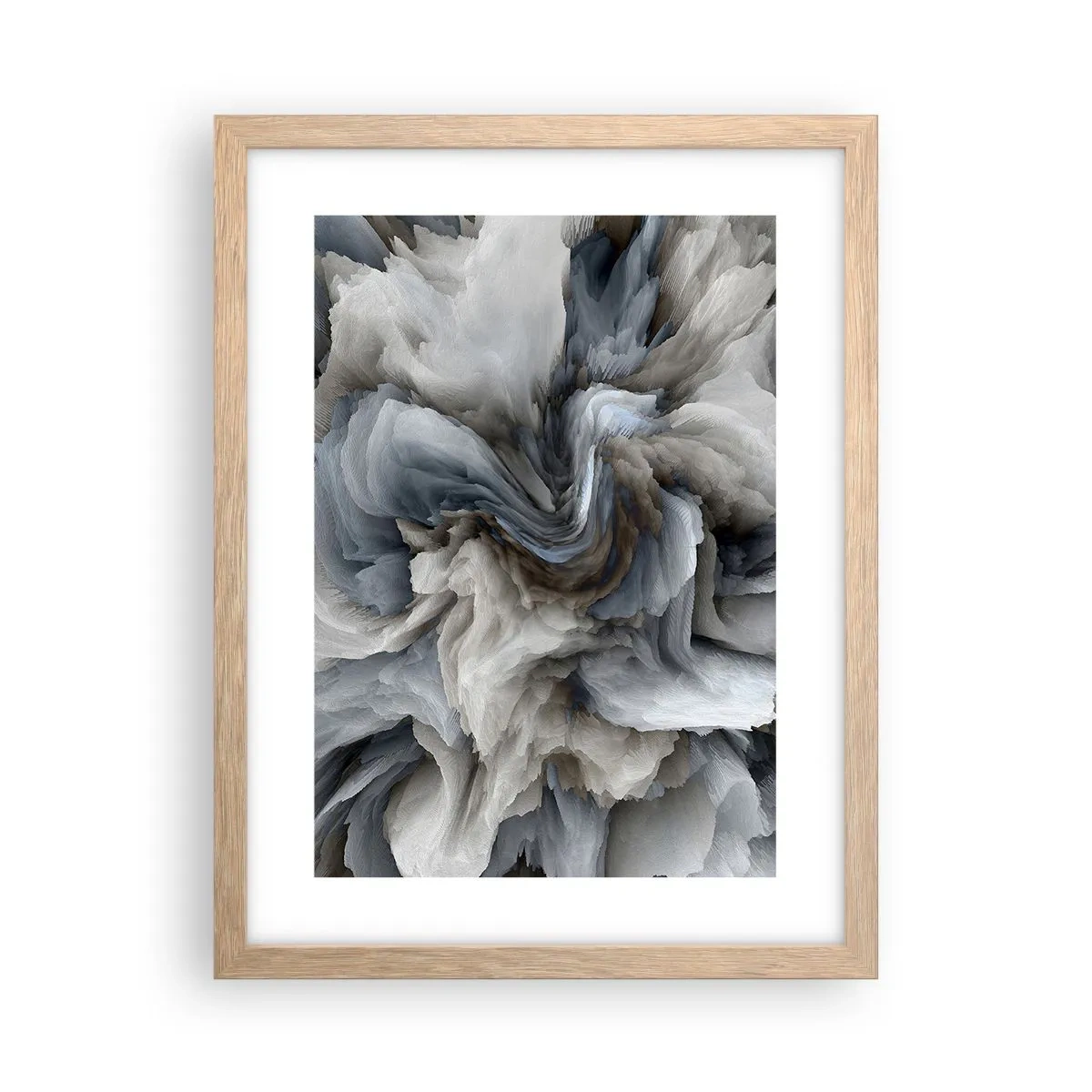 Póster en marco roble claro - Piedra y flor - 30x40 cm