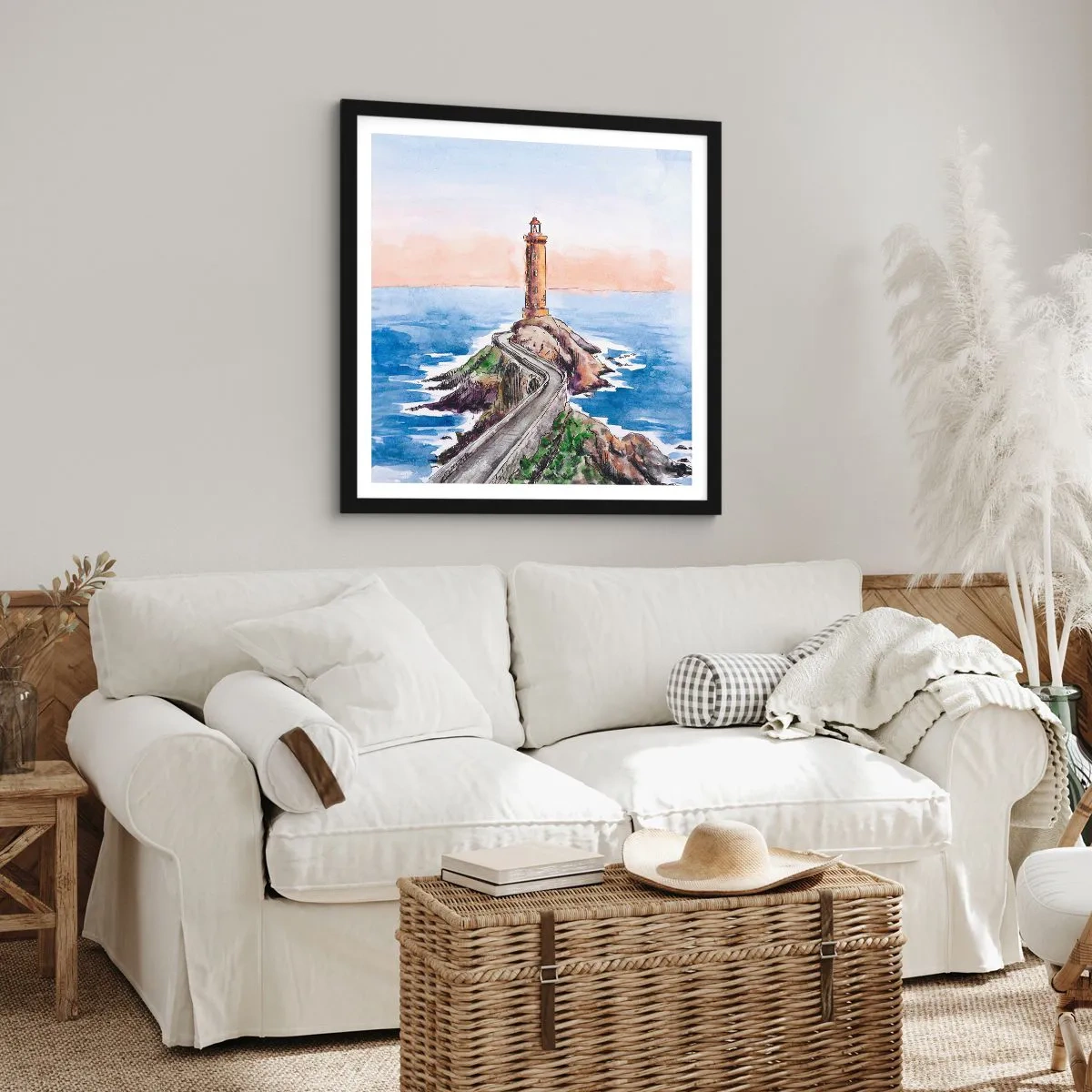 Póster en marco negro - Frente al mar - 50x50 cm