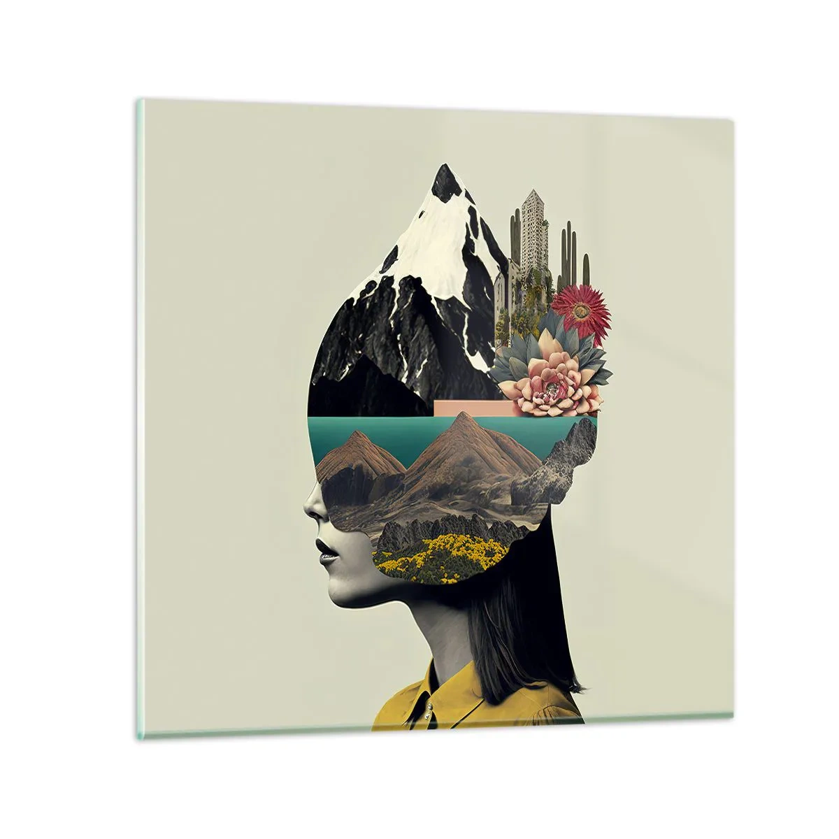 Cuadro sobre vidrio - Impresiones sobre Vidrio - La mujer, siempre un misterio - 70x70 cm