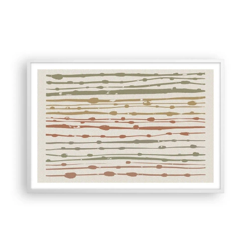 Póster en marco blanco - Composición de notas musicales - 91x61 cm