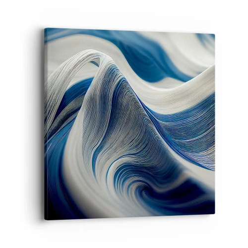 Cuadro sobre lienzo - Impresión de Imagen - Fluidez de azul y blanco - 40x40 cm