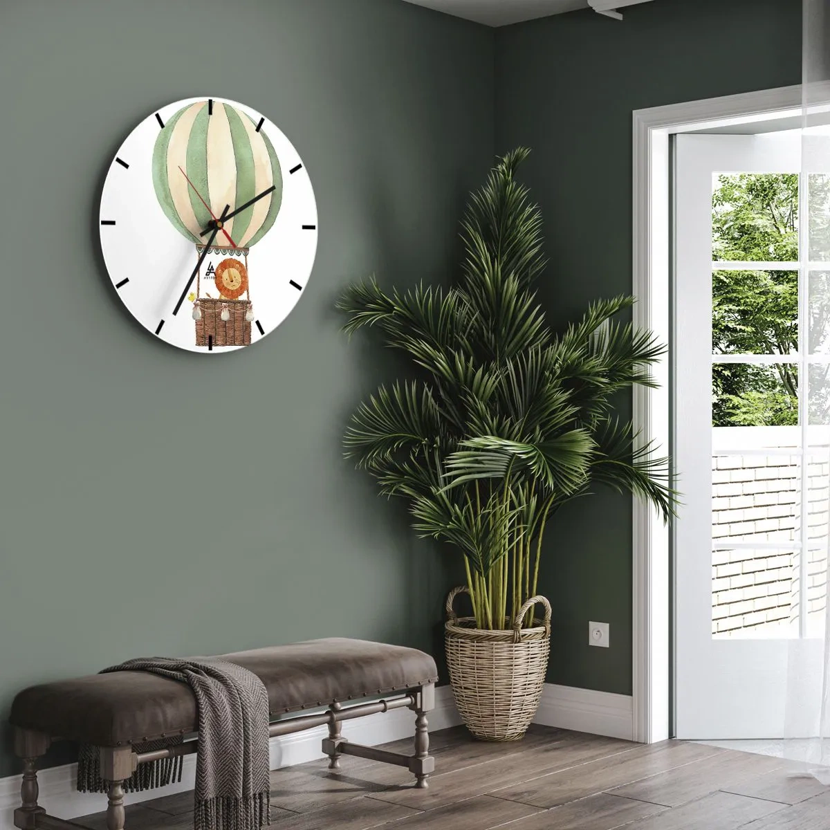 Reloj de pared - Reloj de vidrio - Los viajes del león - 40x40 cm