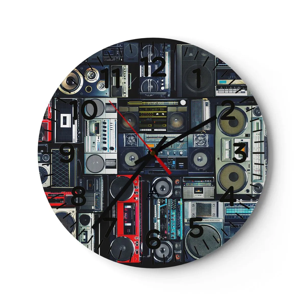 Reloj de pared - Reloj de vidrio - Nostalgia de los 80. - 30x30 cm