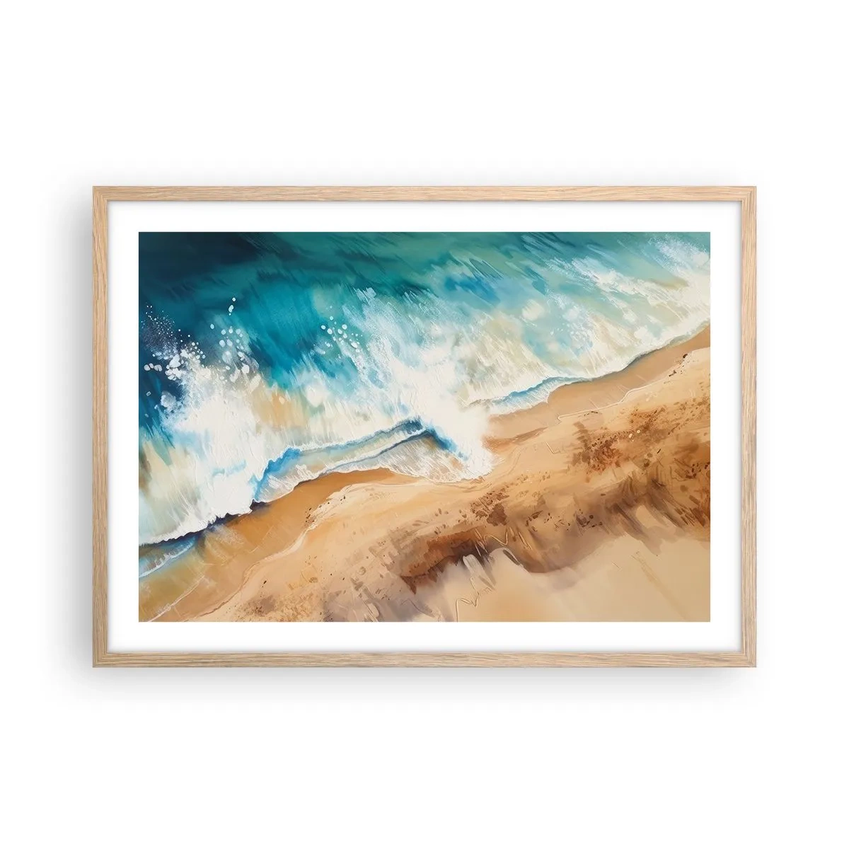 Póster en marco roble claro - Olas recurrentes - 70x50 cm