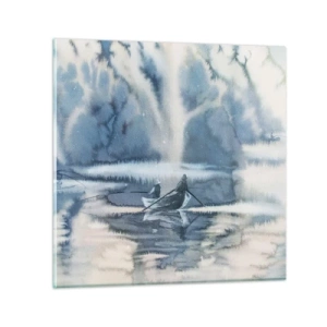 Cuadro sobre vidrio - Impresiones sobre Vidrio - Pescadores en su paraíso - 30x30 cm