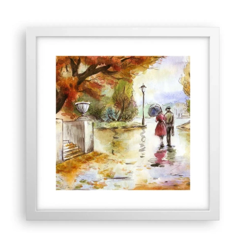 Póster en marco blanco - Un otoño romántico en el parque - 30x30 cm