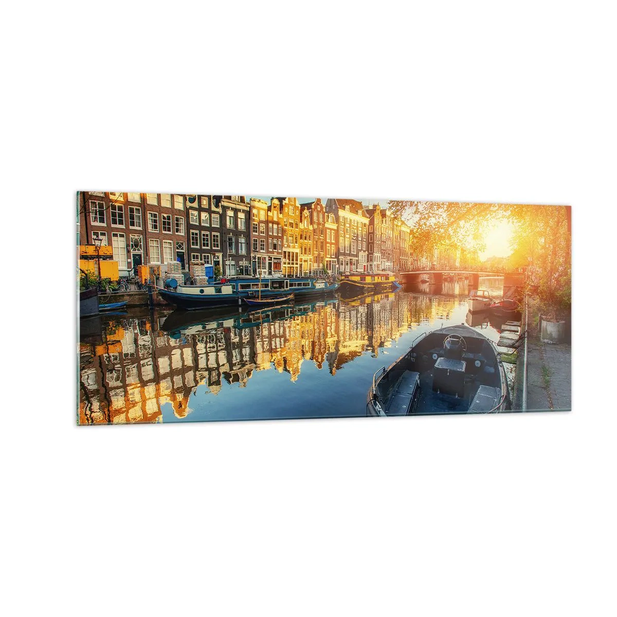 Cuadro sobre vidrio - Impresiones sobre Vidrio - Mañana en Ámsterdam - 100x40 cm