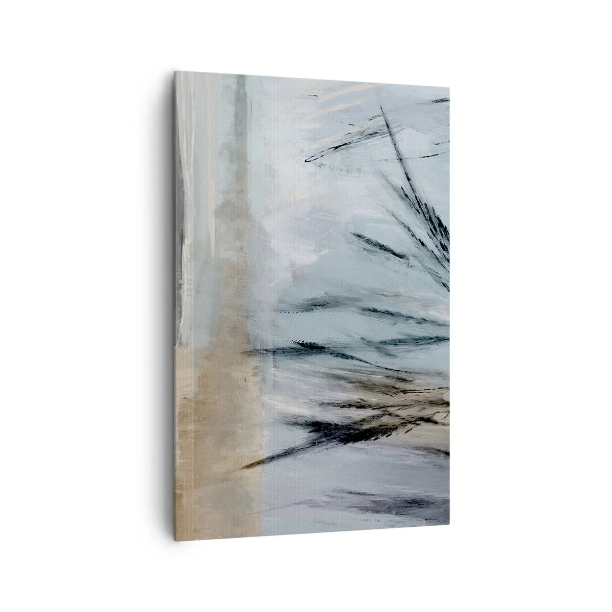 Cuadro sobre lienzo - Impresión de Imagen - Un pintoresco paisaje invernal con campos y pastos. - 80x120cm - Campos de invierno - Decoración de pared moderna para salón y dormitorio ARTTOR