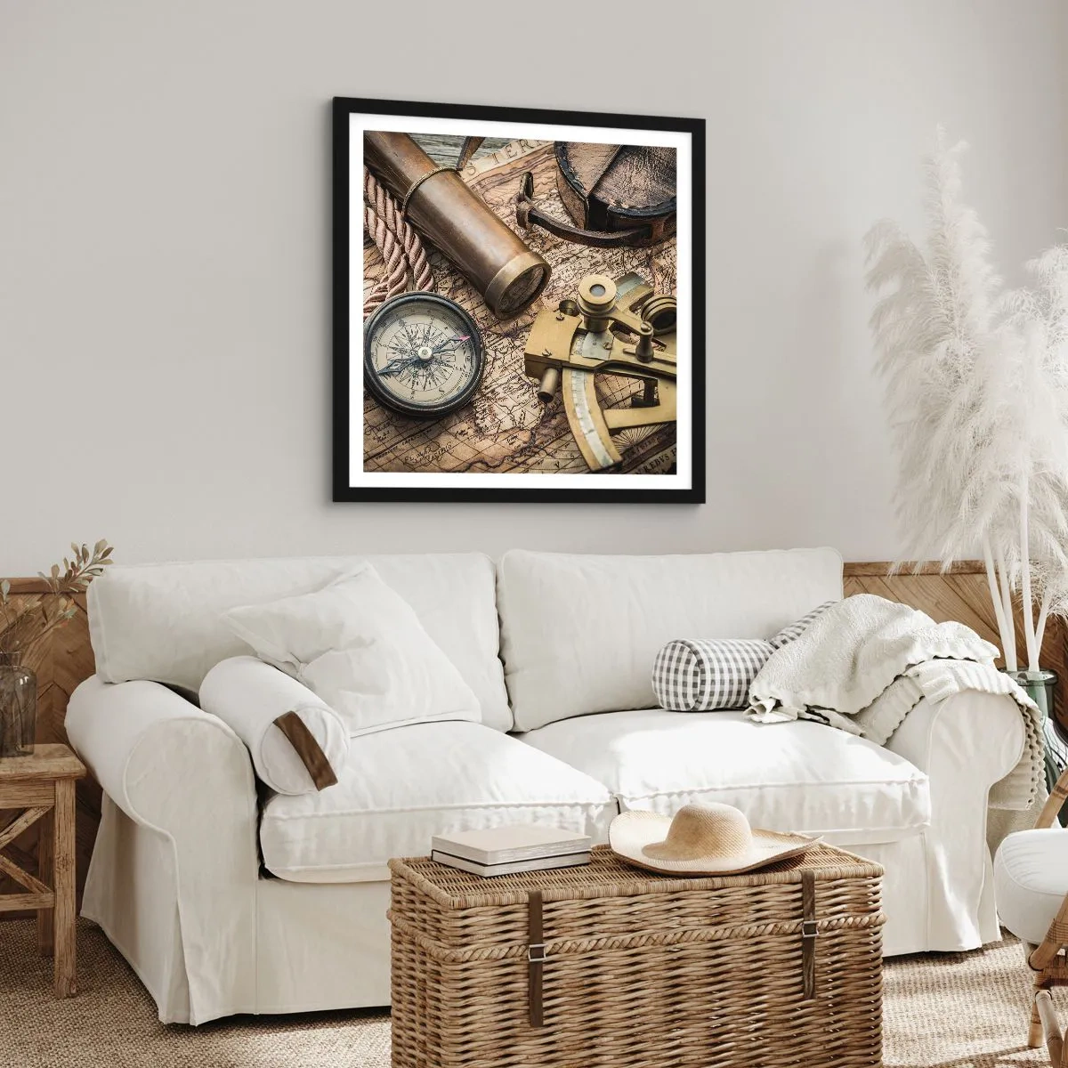 Póster en marco negro - Establecer un rumbo - 40x40 cm
