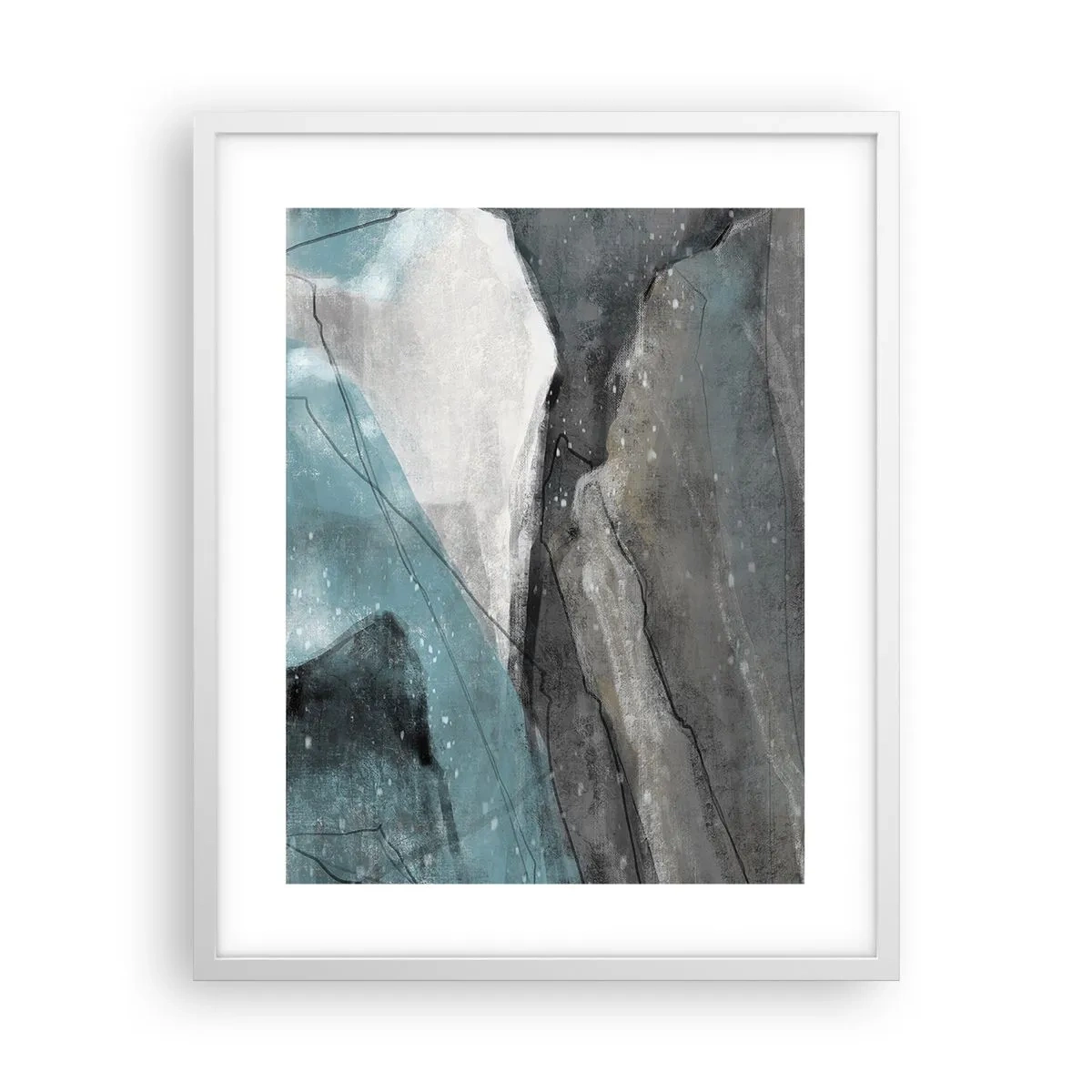 Póster en marco blanco - Abstracción: rocas y hielo - 40x50 cm