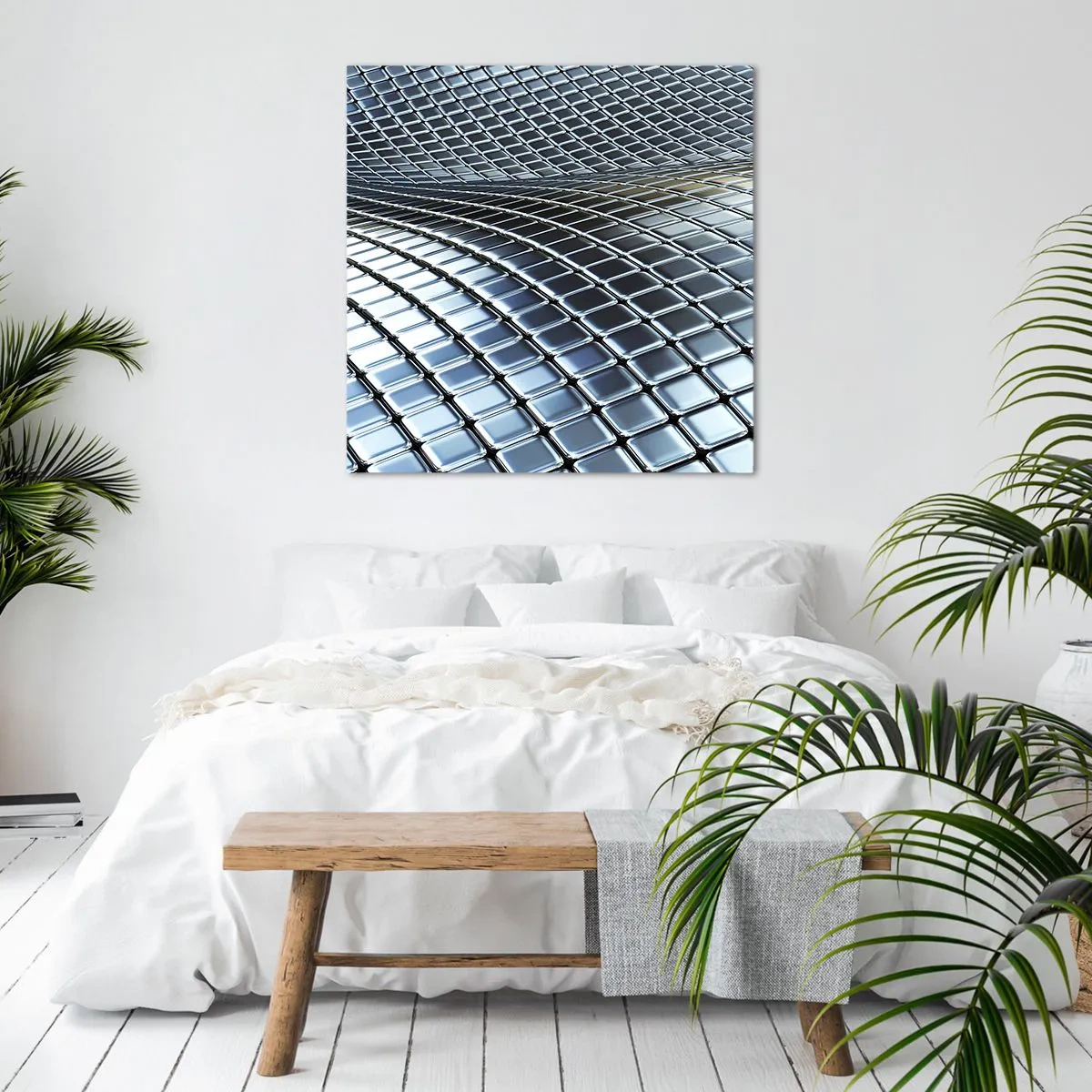 Cuadro sobre lienzo - Impresión de Imagen - Ola de plata - 40x40 cm