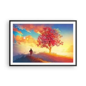 Póster en marco negro - Un peregrino en su destino - 91x61 cm