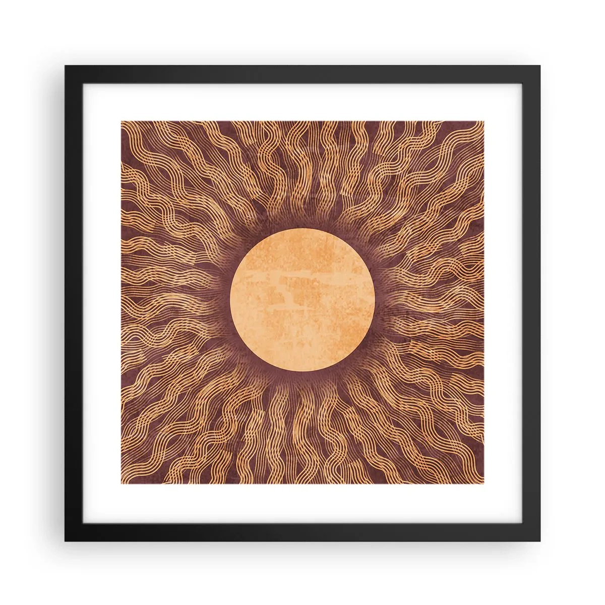 Póster en marco negro - Icono del sol - 40x40 cm